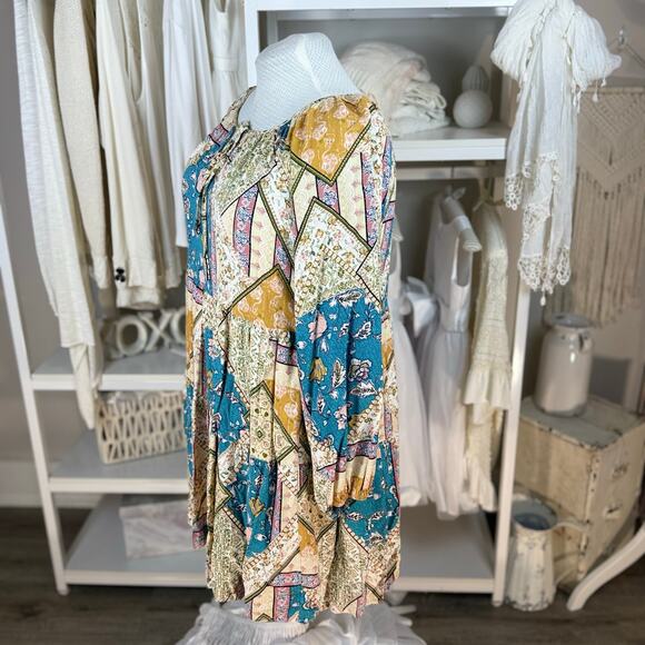 Andre By Unit Plus sz. 1 X Boho midi length patchwork dress, bohemian gypsy 4224 - Picture 4 of 8